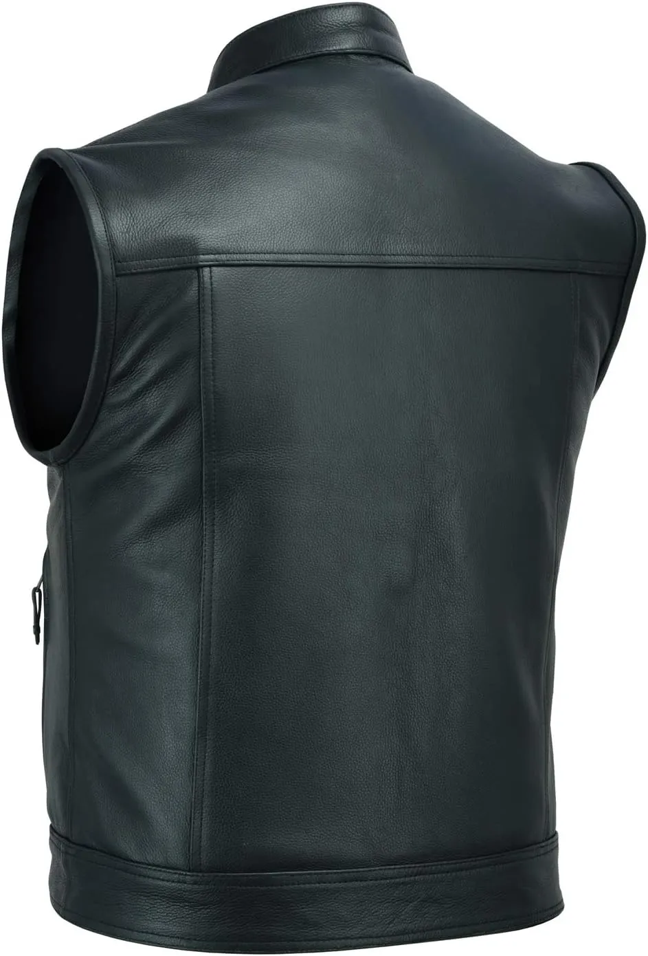 A&H Apparel Mens Genuine Cowhide Leather Biker Vest Motorcycle Gear Concealed Carry Pockets Sleeveless Motorwear