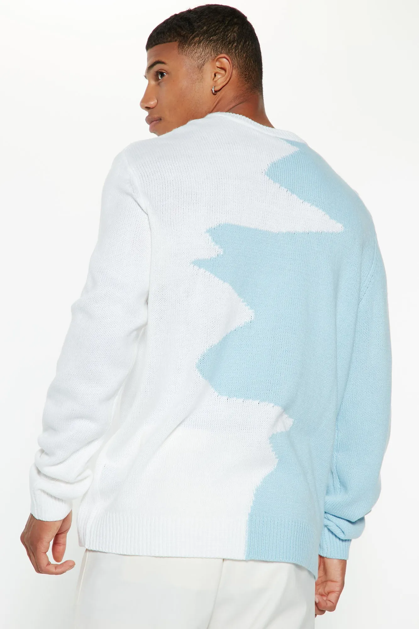 Abstract Two Tone Sweater - Light Blue