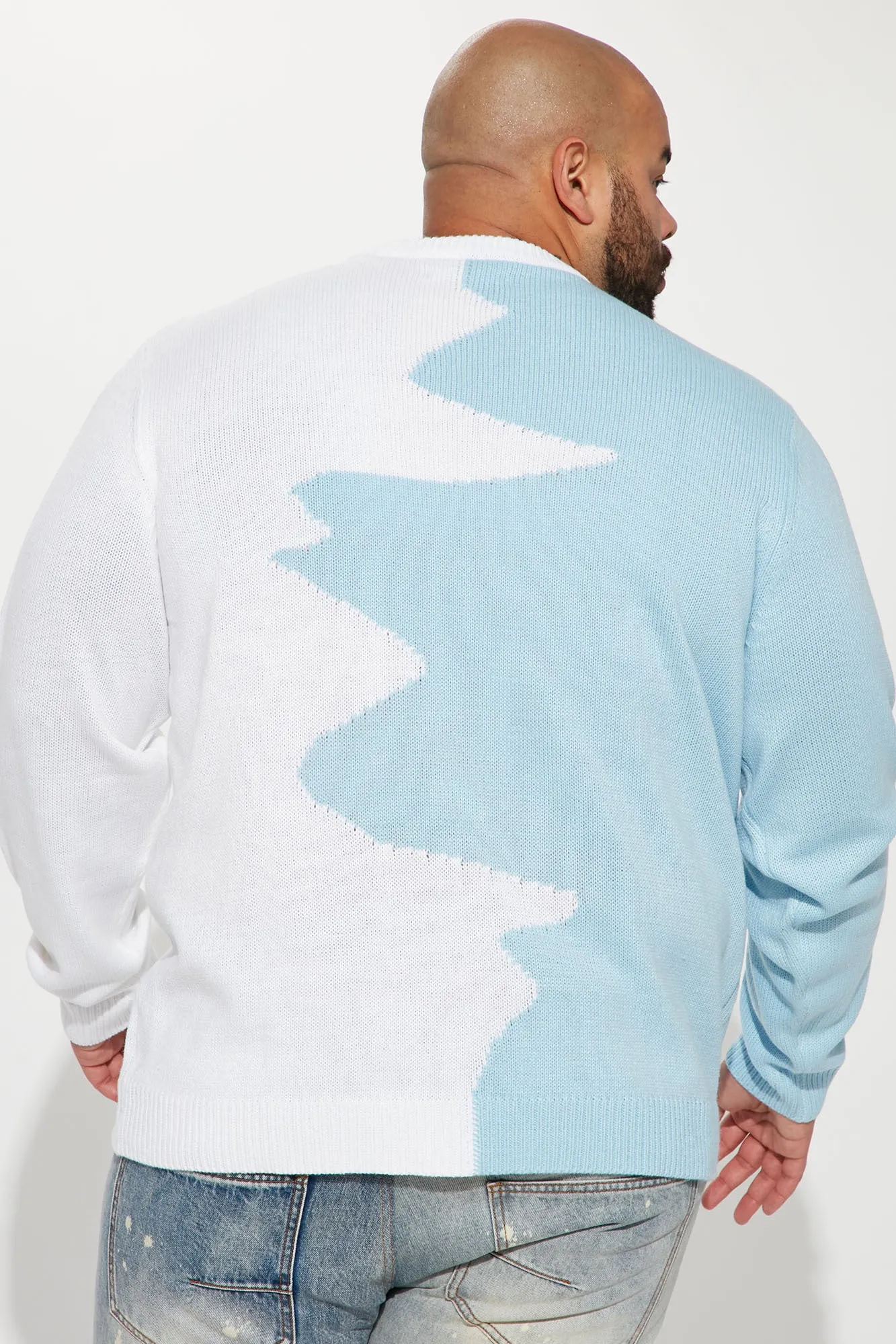 Abstract Two Tone Sweater - Light Blue