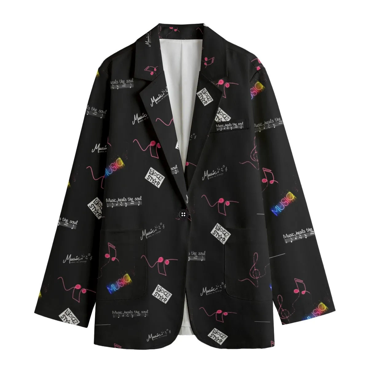 All-Over Print Women's Leisure Blazer | 245GSM Cotton music lover