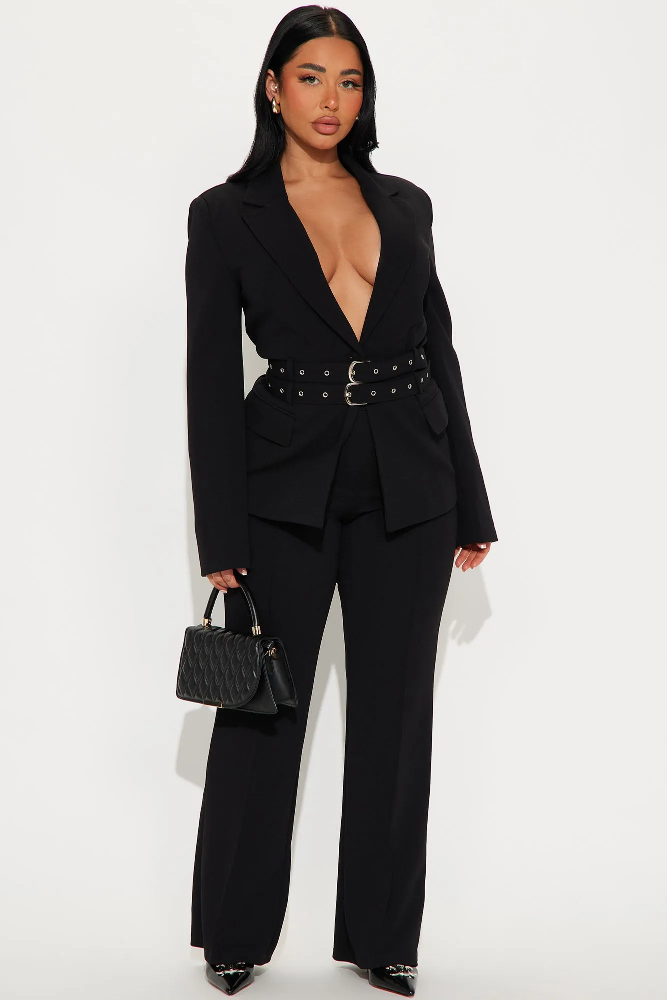 Always Elevated Belted Blazer - Black