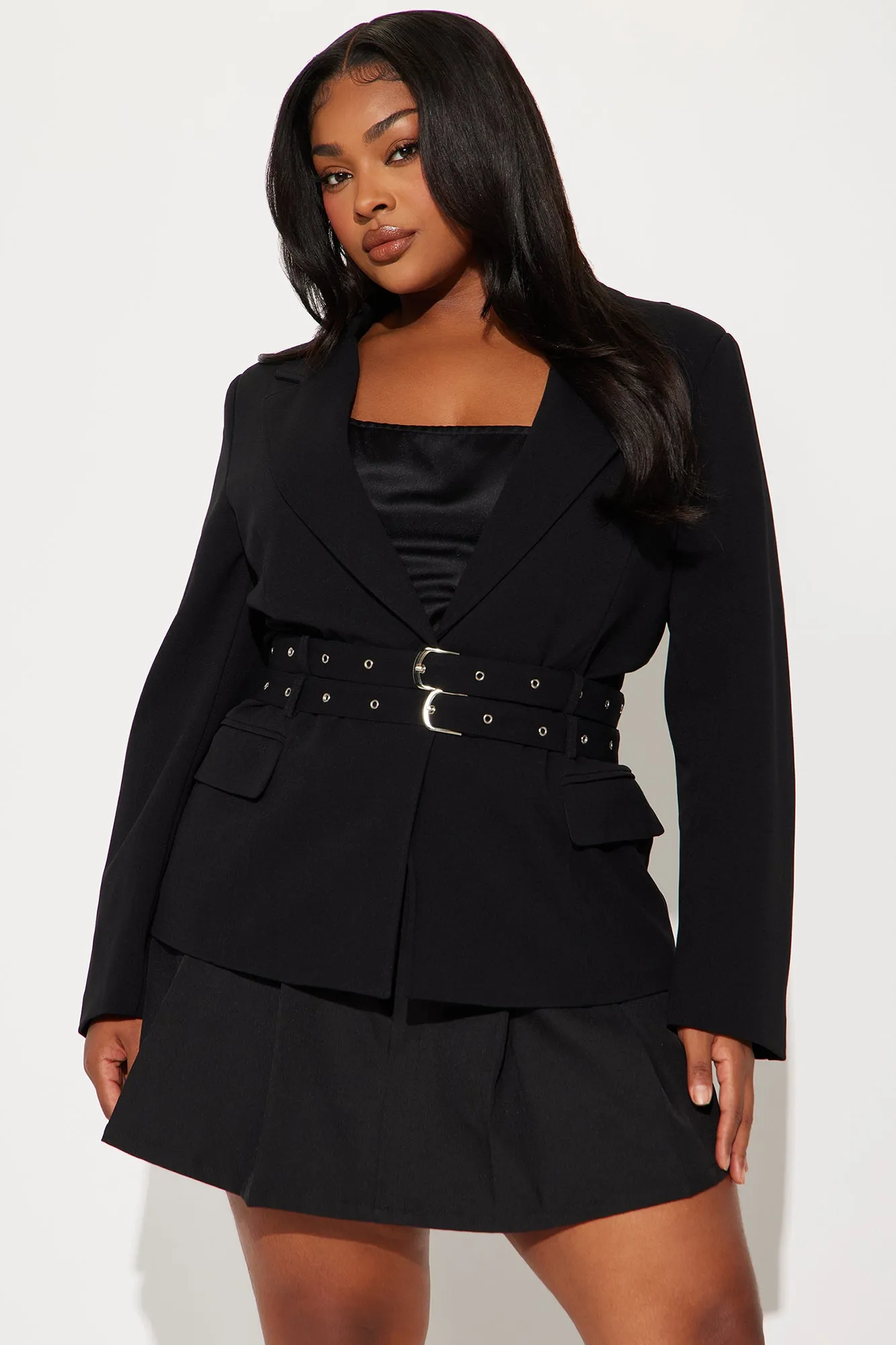 Always Elevated Belted Blazer - Black