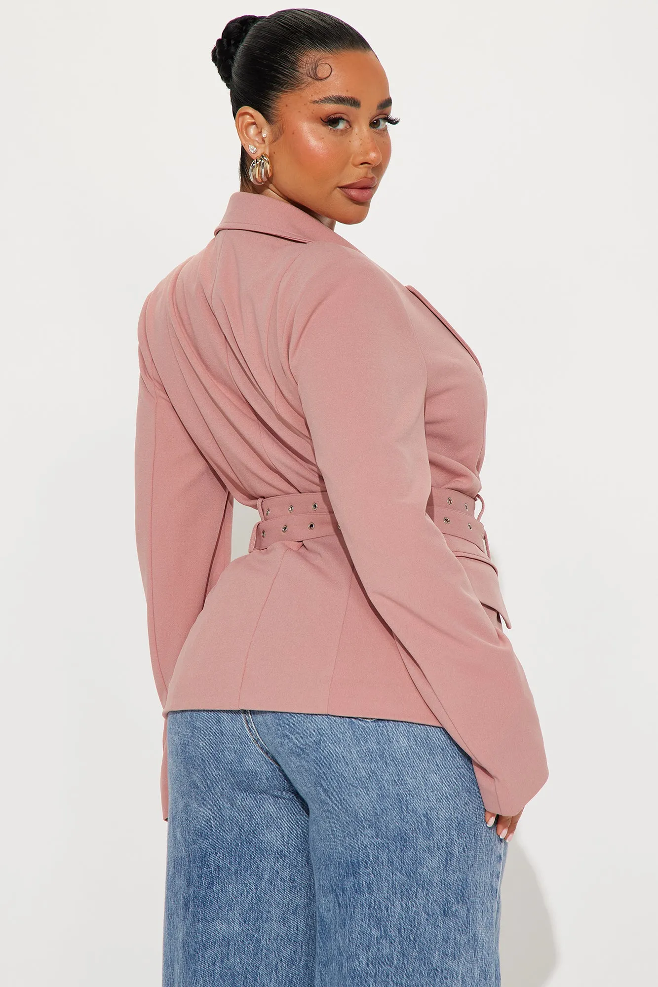 Always Elevated Belted Blazer - Mauve