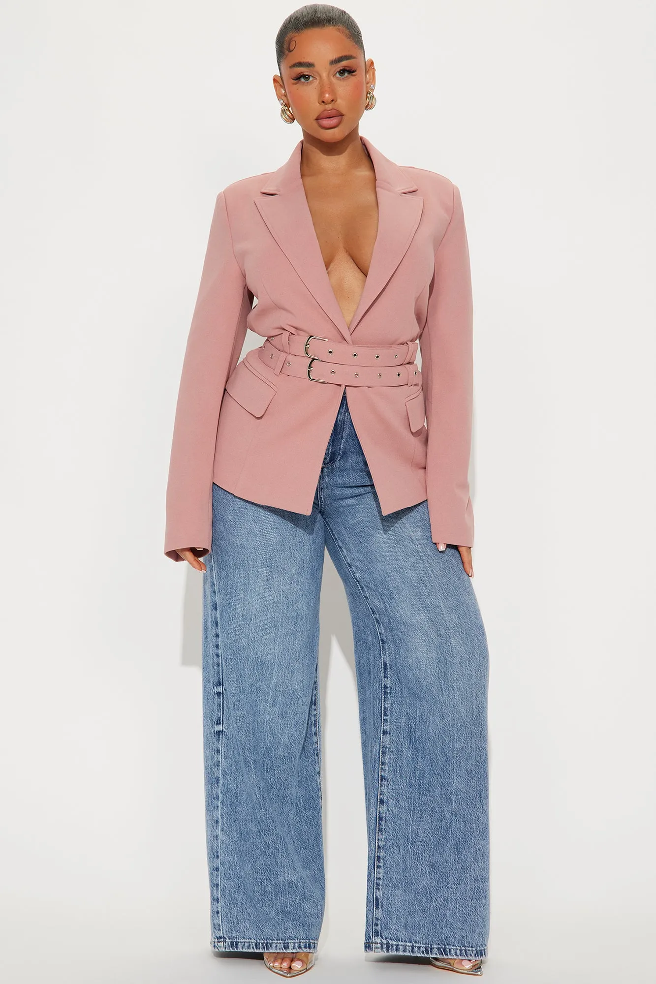 Always Elevated Belted Blazer - Mauve