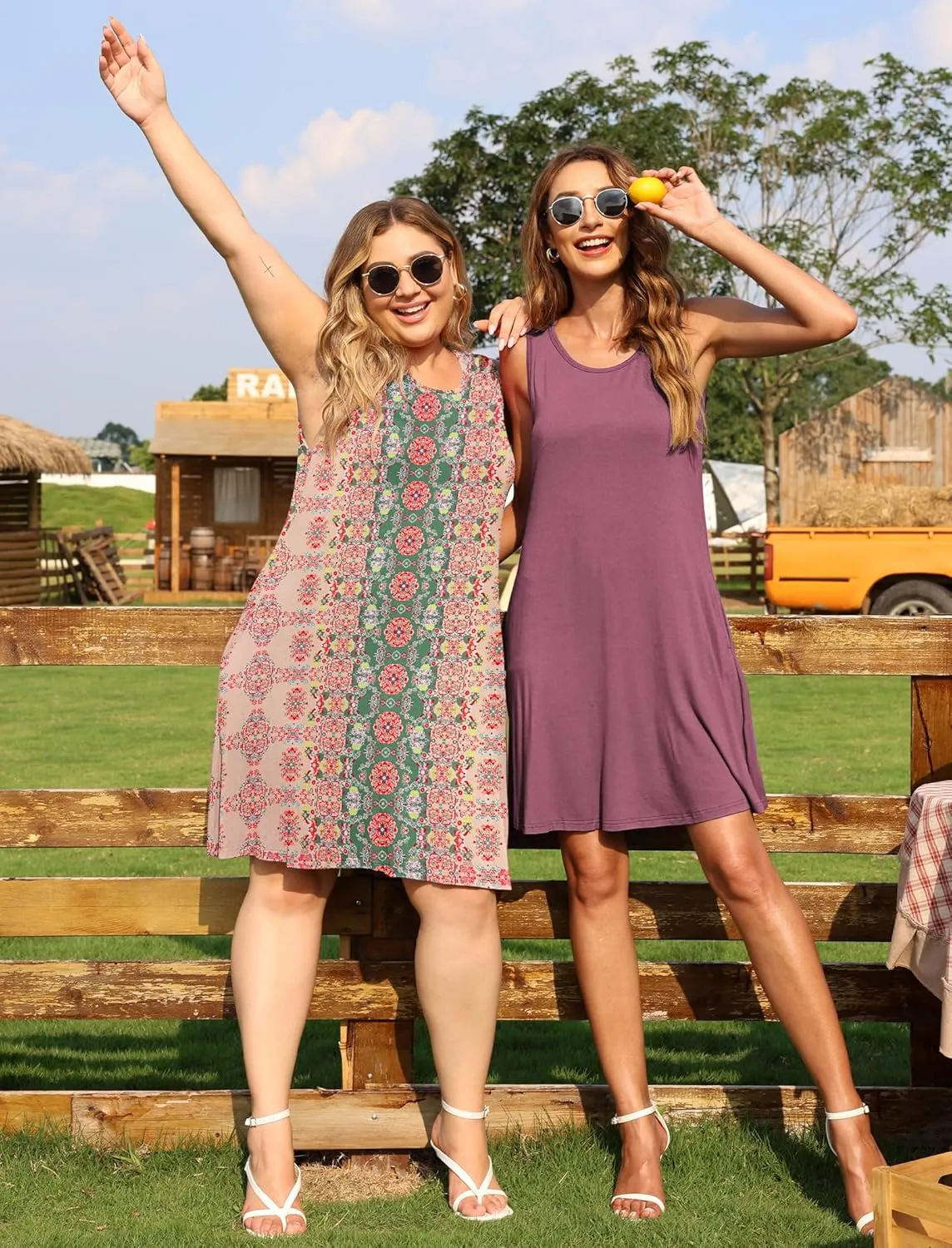 AUSELILY Women's Summer Dress Sleeveless Floral Mini Dresses with Pockets Bohemian Dress 2025 New