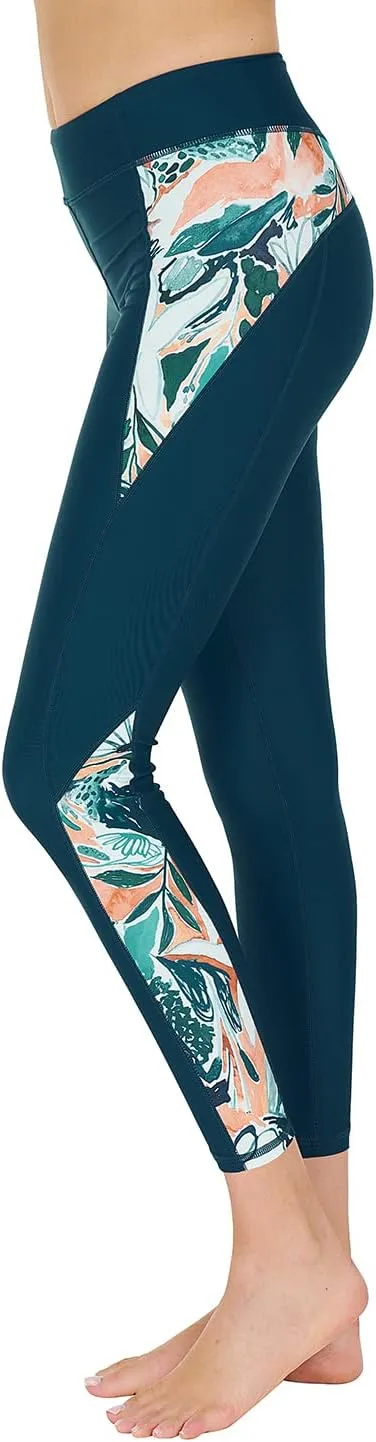 AXESEA High Waist Yoga Pants Compression Leggings Tummy Control Swim Tights UPF 50 