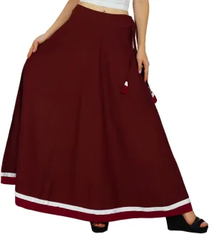 Bimba Women Long Boho Maxi Skirt Cotton Flared A-Line Skirts with Drawstring Waist