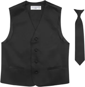 BOY'S Dress Vest & NeckTie Solid PINK Color Neck Tie Set