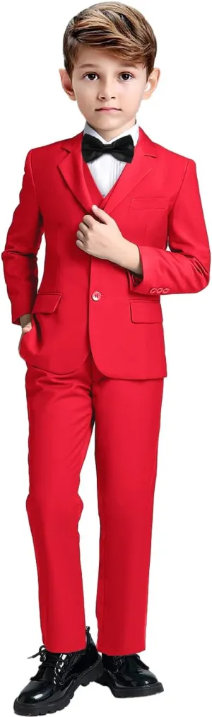 Boys Suits 5 Pieces Slim Fit Blazer Pants Black Blue Outfit Suit for Wedding