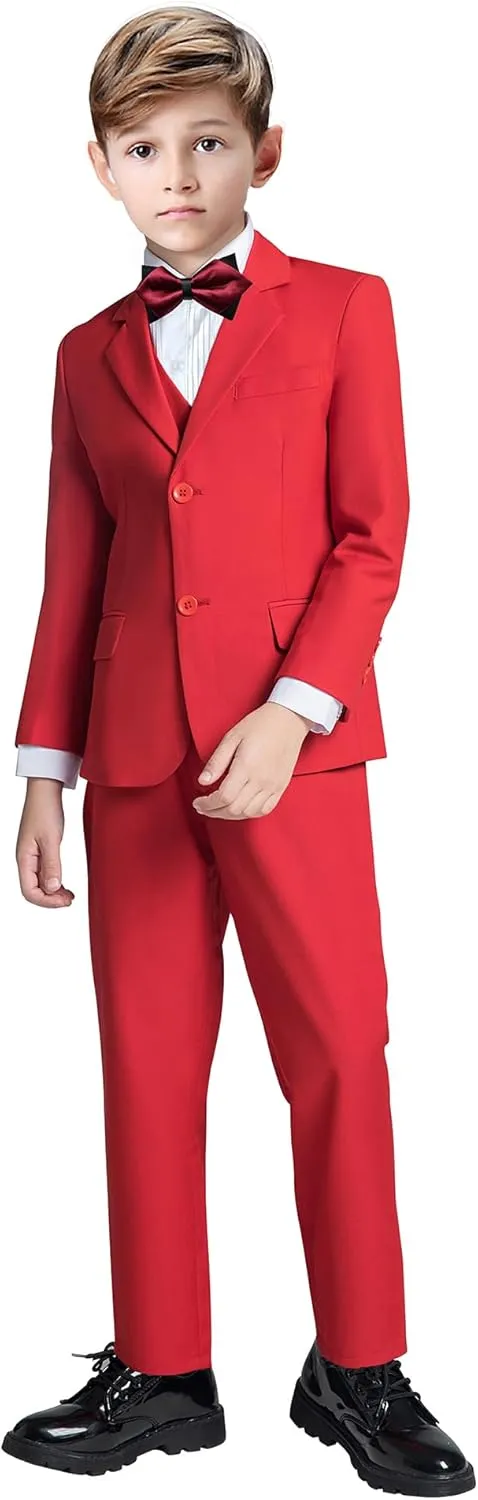 Boys Suits 5 Pieces Slim Fit Blazer Pants Black Blue Outfit Suit for Wedding