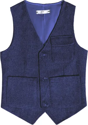 Boys Vest Vintage Tweed Toddler Little Kids Waistcoat with Pocket Sleeveless Slim Fit Casual Vest Outfit