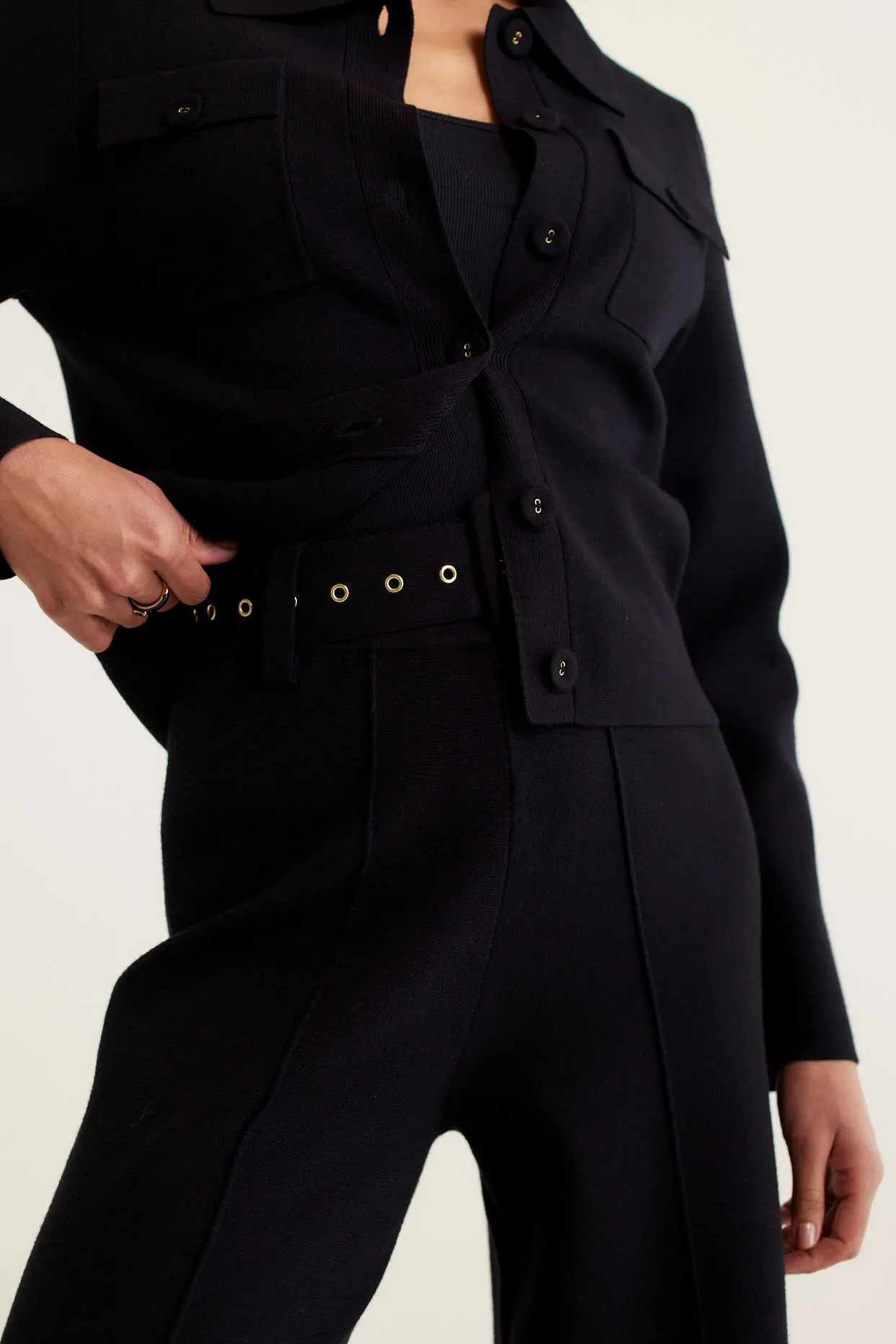 Carter Crepe Knit Jacket In Black