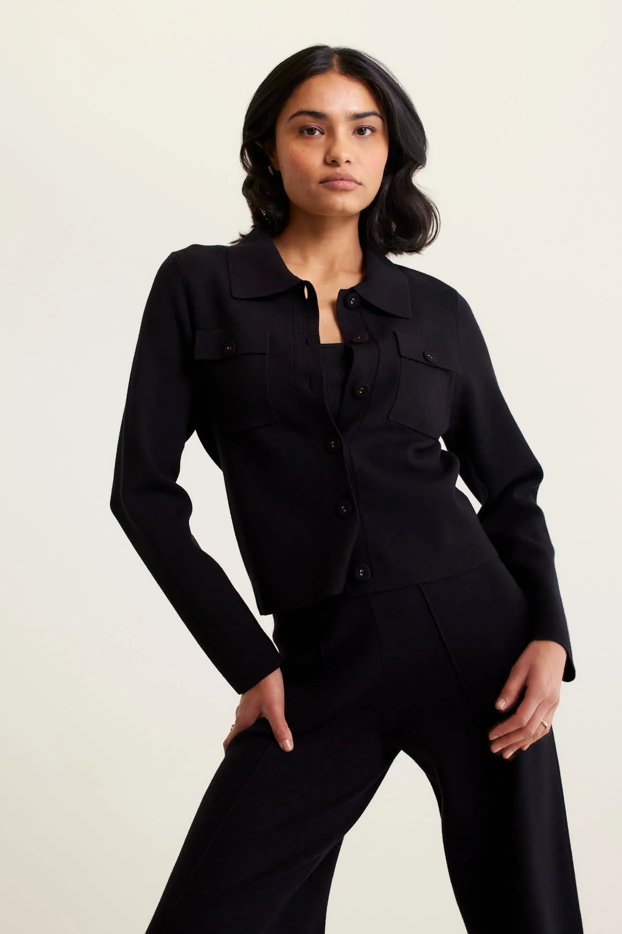 Carter Crepe Knit Jacket In Black