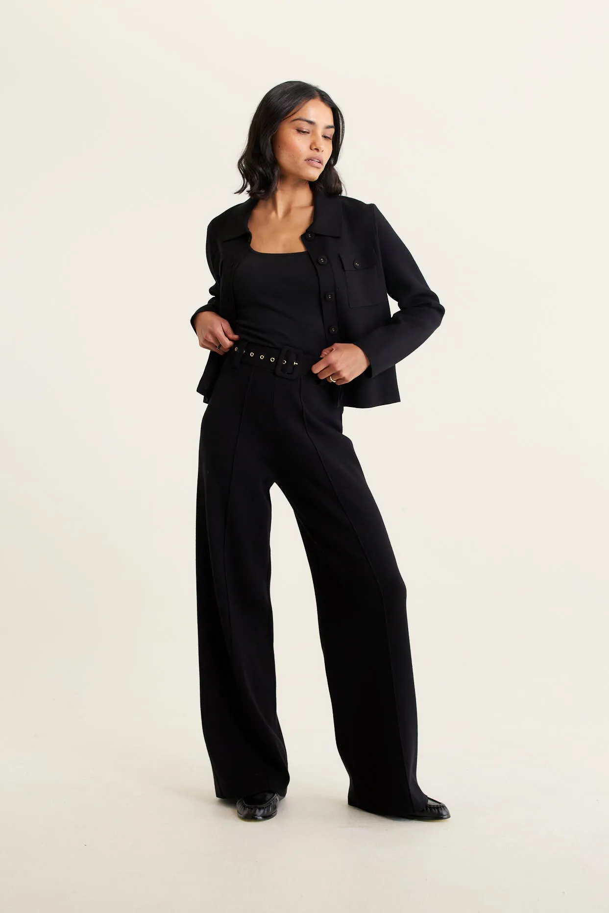 Carter Crepe Knit Jacket In Black