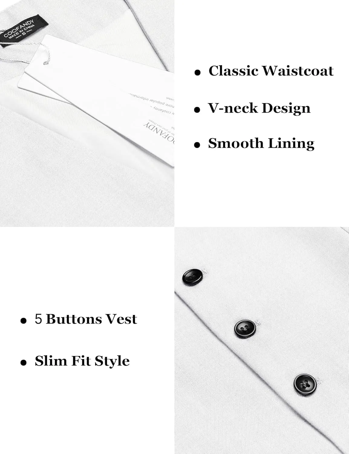COOFANDY Men's Business Suit Vest Slim Fit Dress Vest Wedding Waistcoat