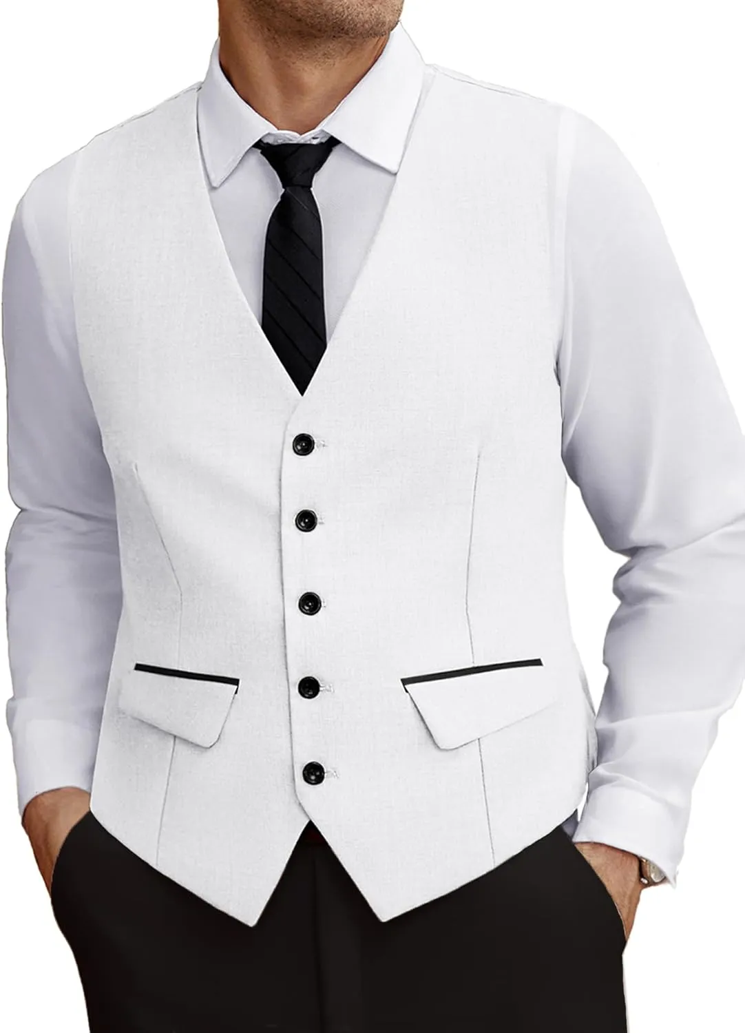 COOFANDY Men's Business Suit Vest Slim Fit Dress Vest Wedding Waistcoat