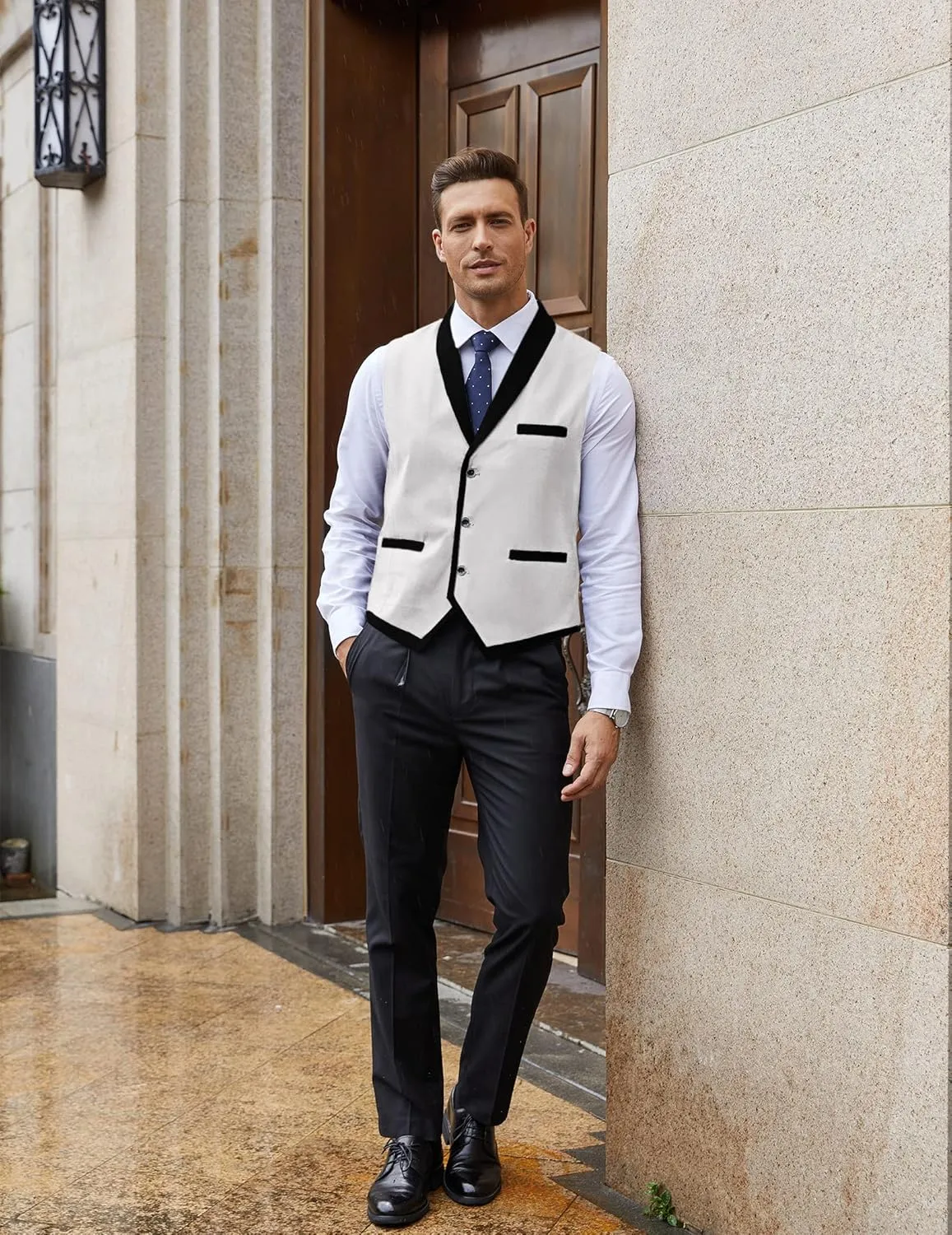 COOFANDY Men's Suit Vest Slim Fit Formal Business Dress Vest Casual Wedding Waistcoat