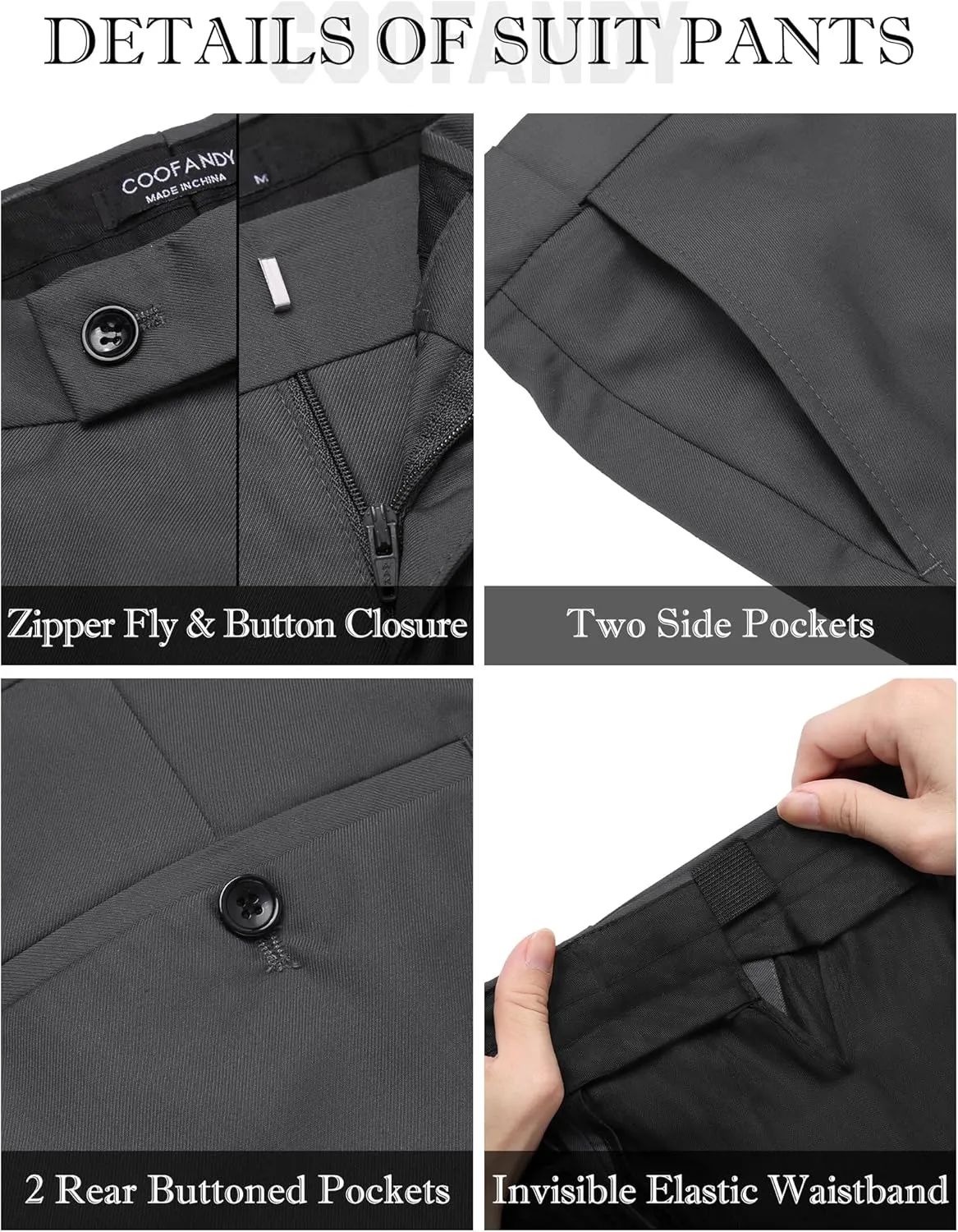 COOFANDY Men's Suits 3 Piece Slim Fit Set Two Button Suit Jacket Vest Pants for Business, Wedding, Party