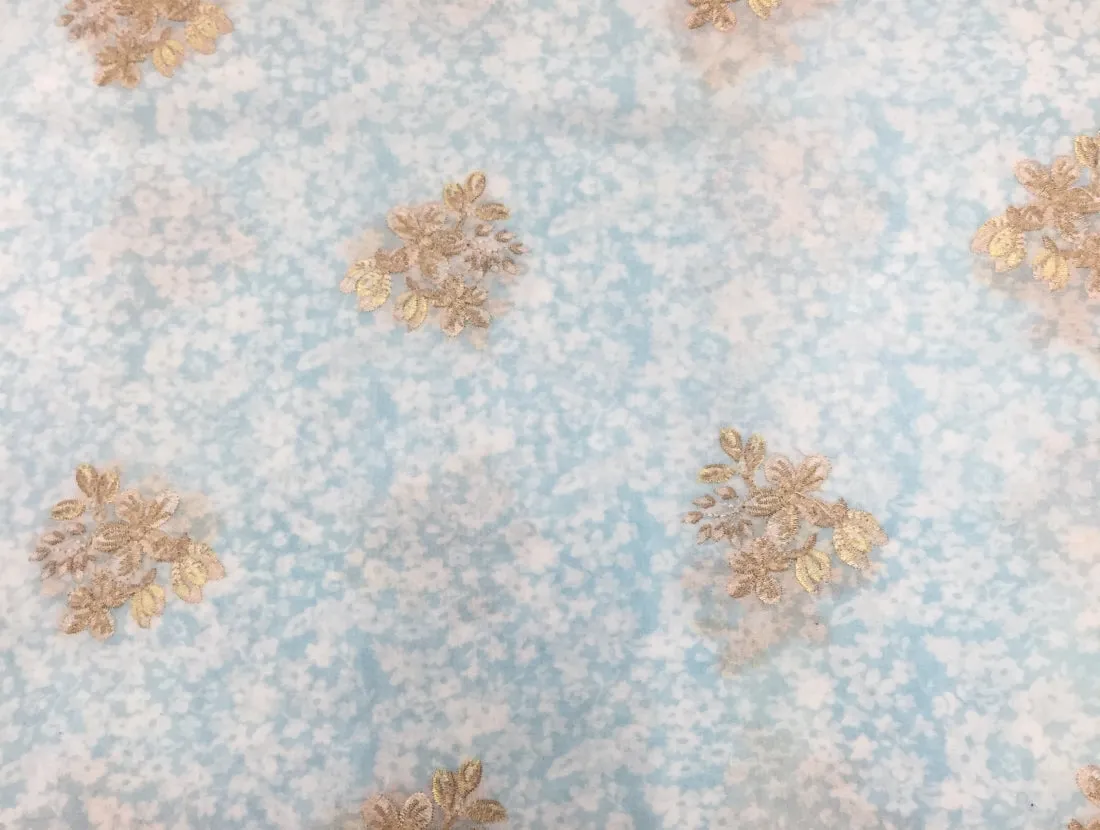 Cotton Voile Fabric with Floral Embroidered motifs ~ 44&quot; wide by the yard