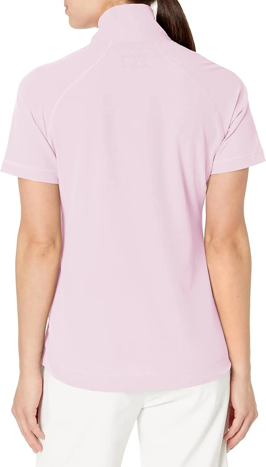 Cutter & Buck Women's Short Sleeve Response Half Zip Mock Neck Top