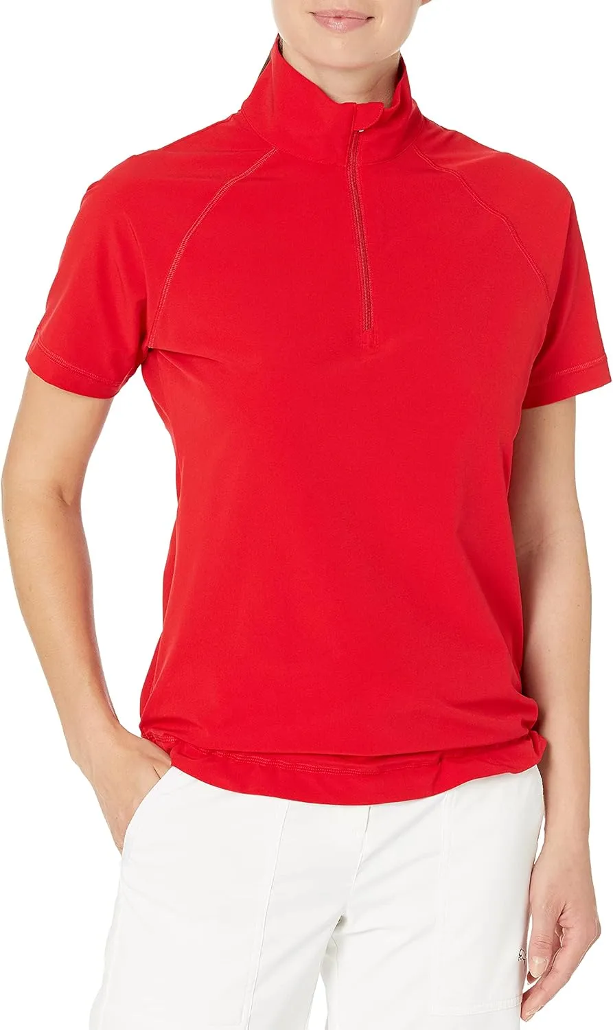 Cutter & Buck Women's Short Sleeve Response Half Zip Mock Neck Top