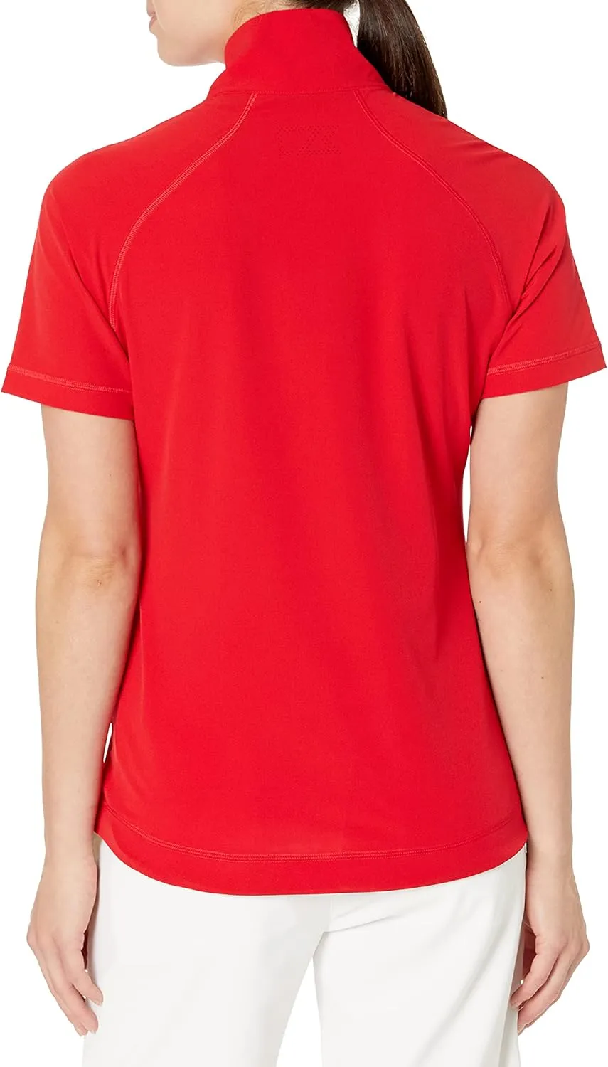 Cutter & Buck Women's Short Sleeve Response Half Zip Mock Neck Top