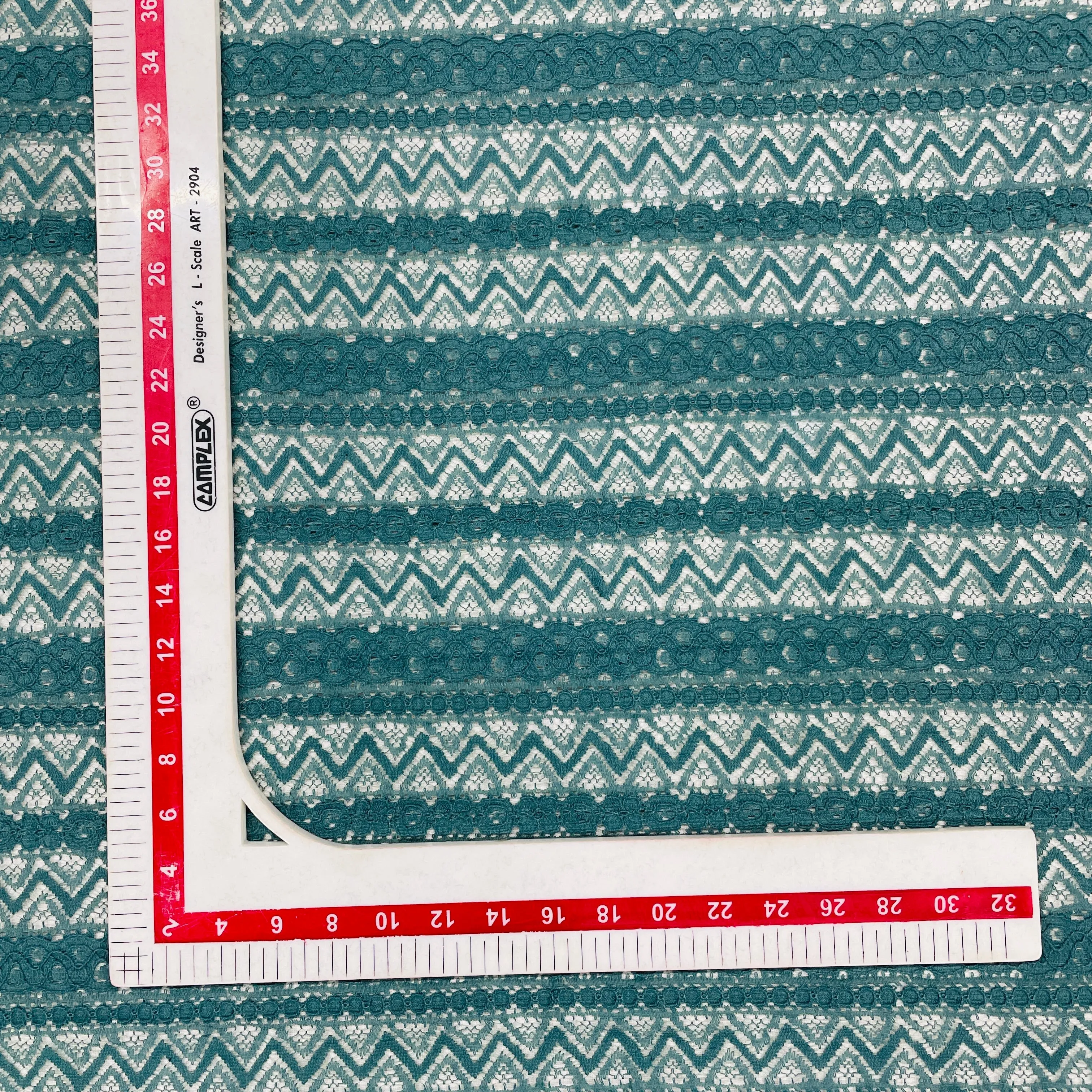 Dark Grey Chevron Cotton Lace Fabric