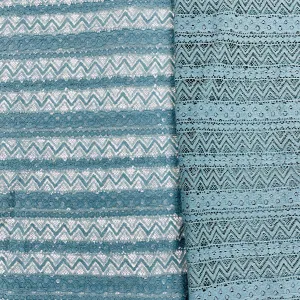Dark Grey Chevron Cotton Lace Fabric