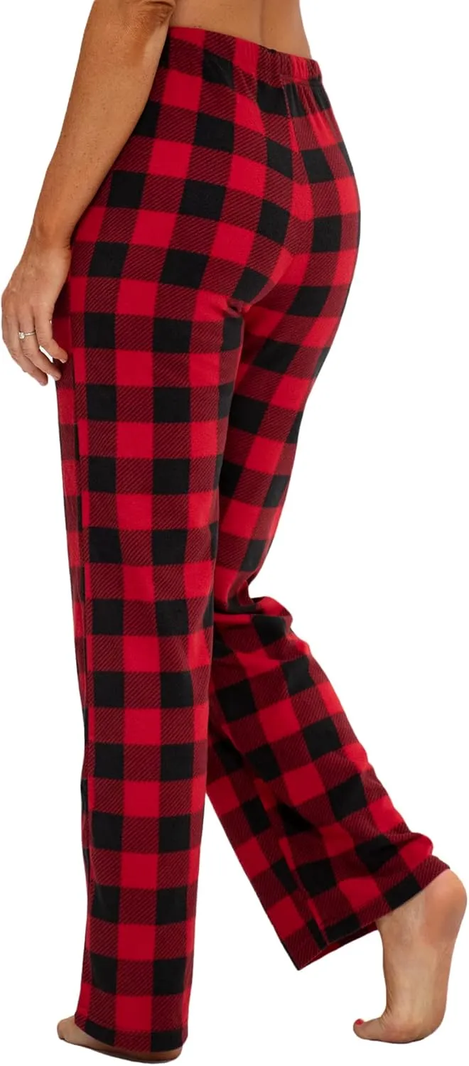 DEVOPS 2 Pack Women's Buffalo Plaid Plush Fleece Pajama Pants Sleepwear