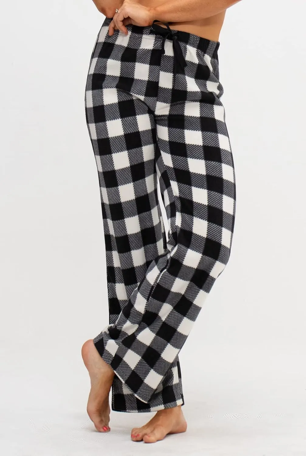 DEVOPS 2 Pack Women's Buffalo Plaid Plush Fleece Pajama Pants Sleepwear