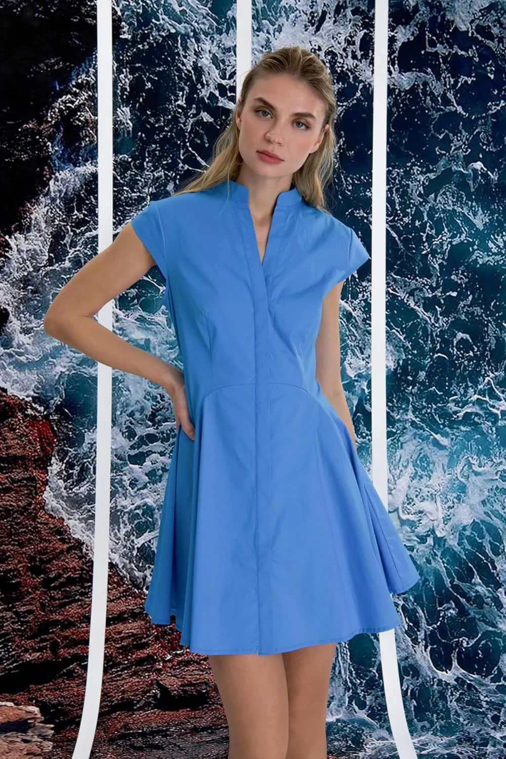 Donna Morgan High Neck Fit and Flare Shirtdress Summer Dresses for Women