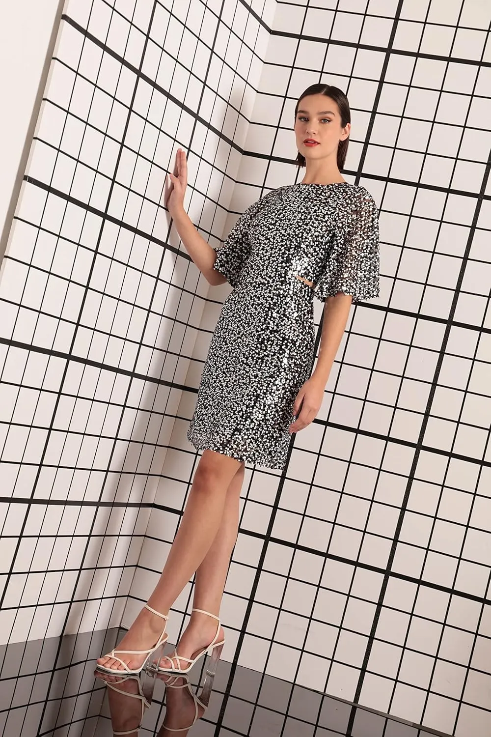 Donna Morgan Women's Holiday Sequin Dress Event Occasion Cocktail Party Guest of