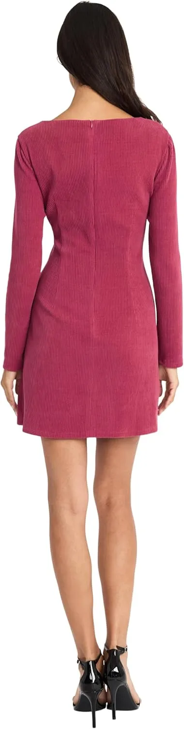 Donna Morgan Women's Long Sleeve Asymmetrical Wrap Mini Pleated Waist Cocktail Party Wedding Guest Dresses