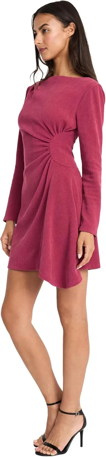 Donna Morgan Women's Long Sleeve Asymmetrical Wrap Mini Pleated Waist Cocktail Party Wedding Guest Dresses