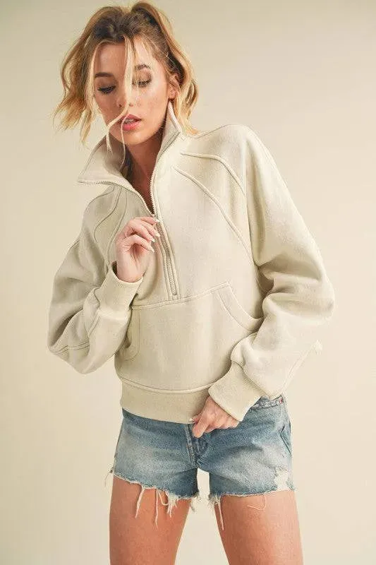 Dove Funnel Neck Half Zip