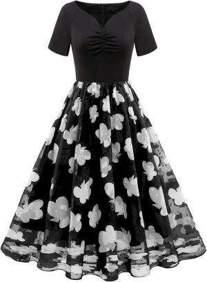 DRESSTELLS Women's Cocktail Dress Formal Wedding Guest Church Graduation Party Aline Midi Dresses