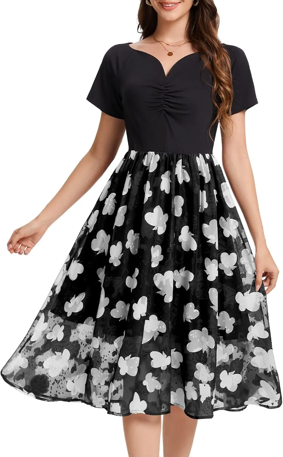 DRESSTELLS Women's Cocktail Dress Formal Wedding Guest Church Graduation Party Aline Midi Dresses