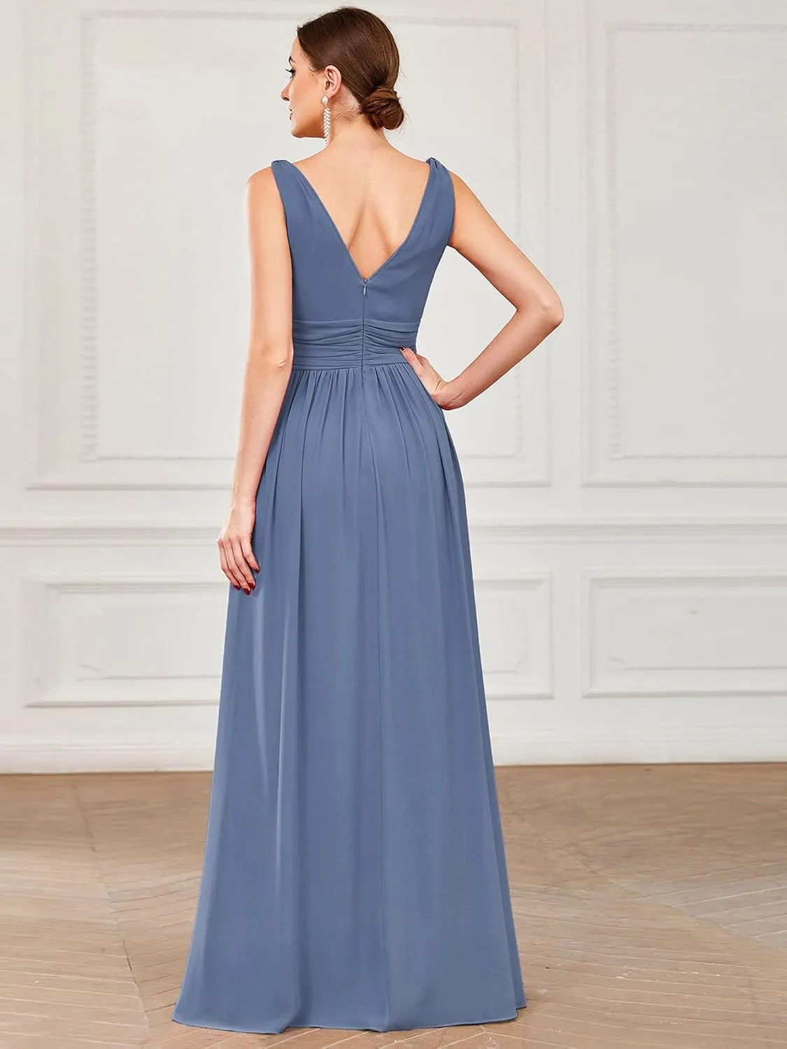 Ever-Pretty Womens Bridesmaid Dress V-Neck Sleeveless A Line Chiffon Floor Length Formal Dress 09016