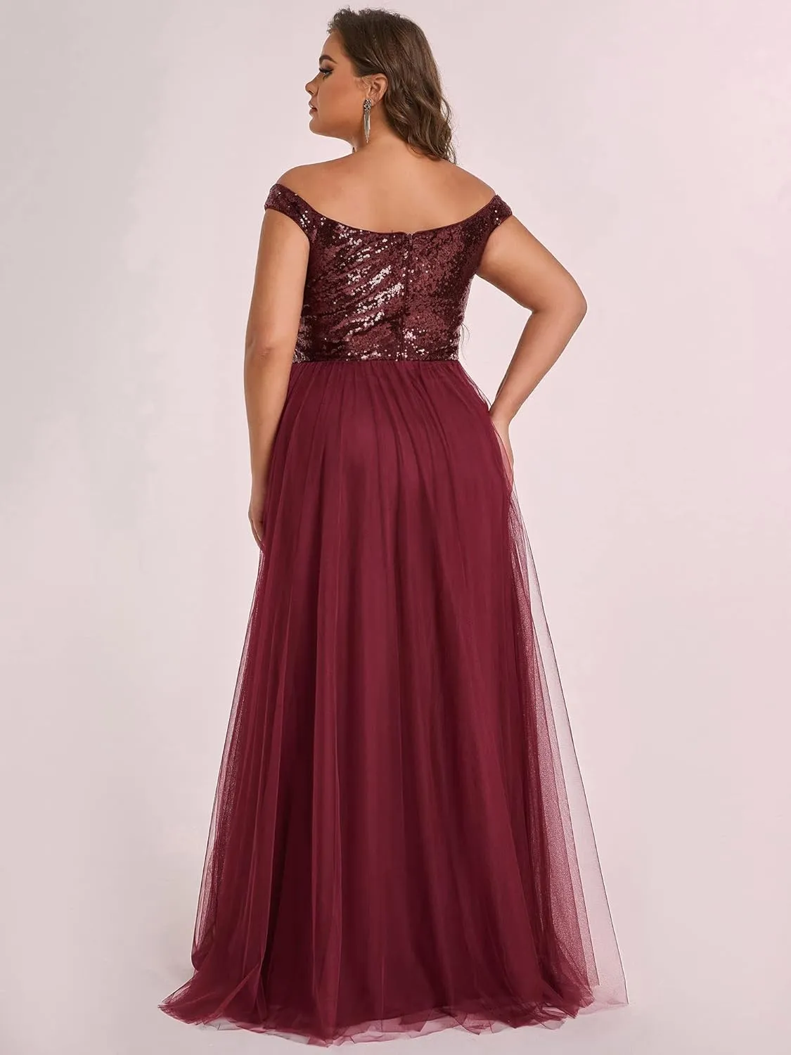Ever-Pretty Women's Plus Size V Neck Sequin Tulle A Line Formal Evening Dress 0277-PZUSA