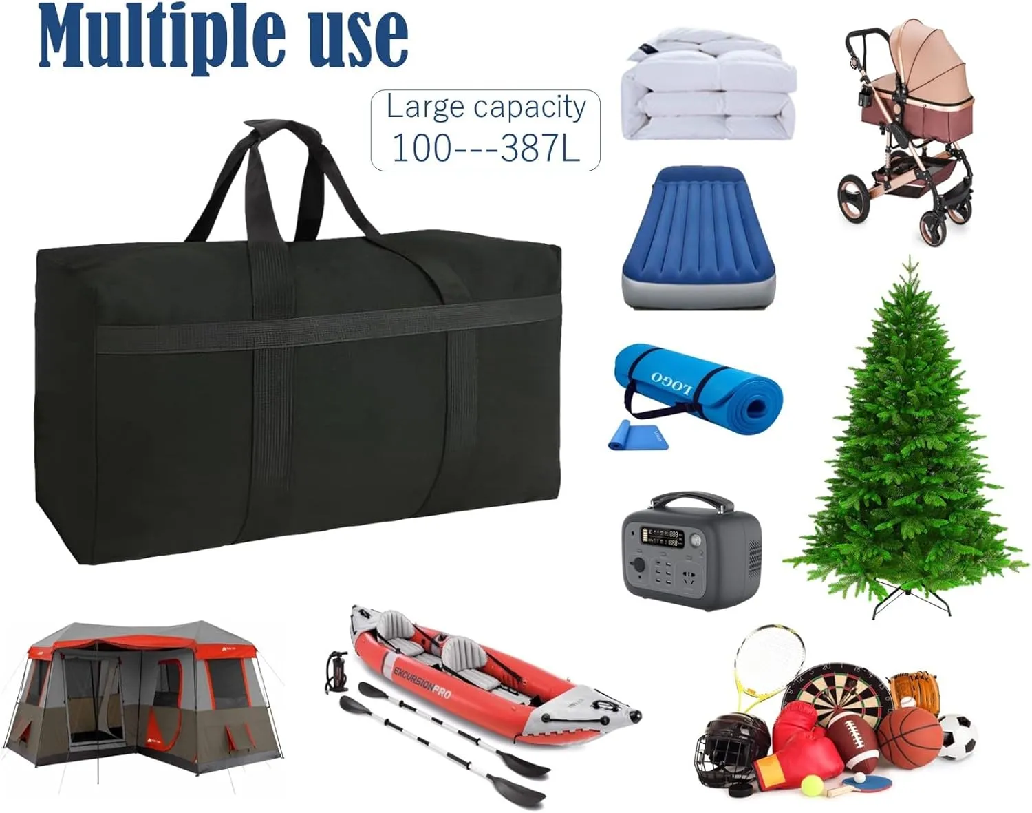 Extra Large Moving Bags Portable Canvas Storage Duffle Bag Great for Traveling, Camping, Moving College Dorm, Large Items Storage and More (Canvas 300L)