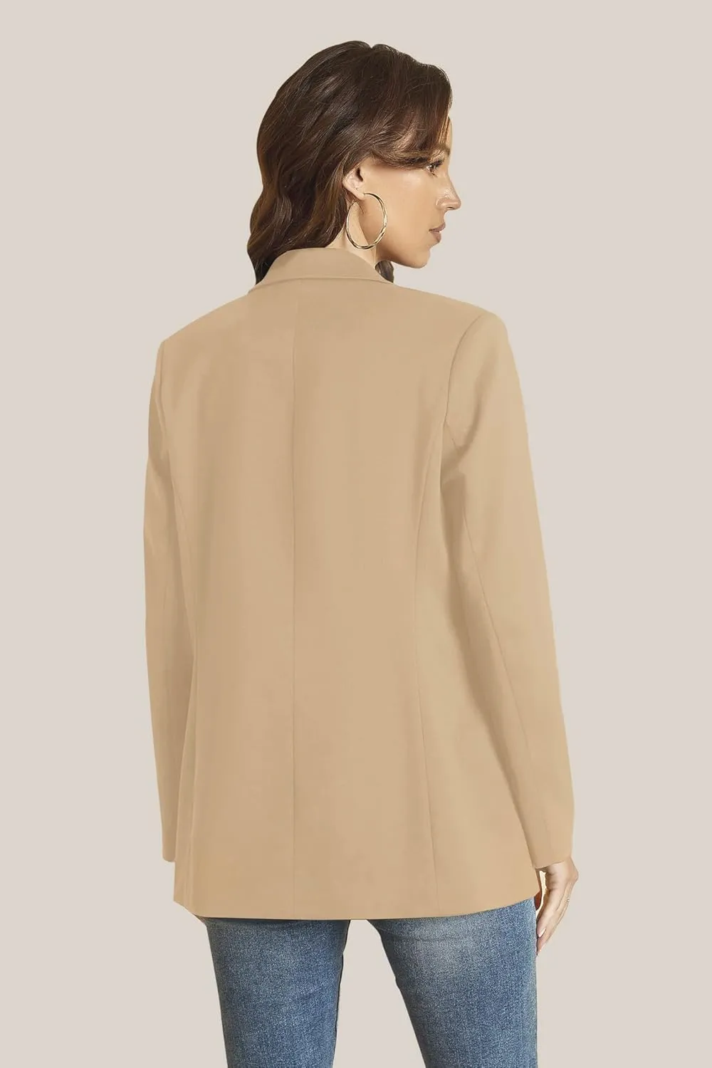 EXTRO&VERT Women Blazer Lightweight Long Sleeves Single Button Slim Casual Business Office Outfit