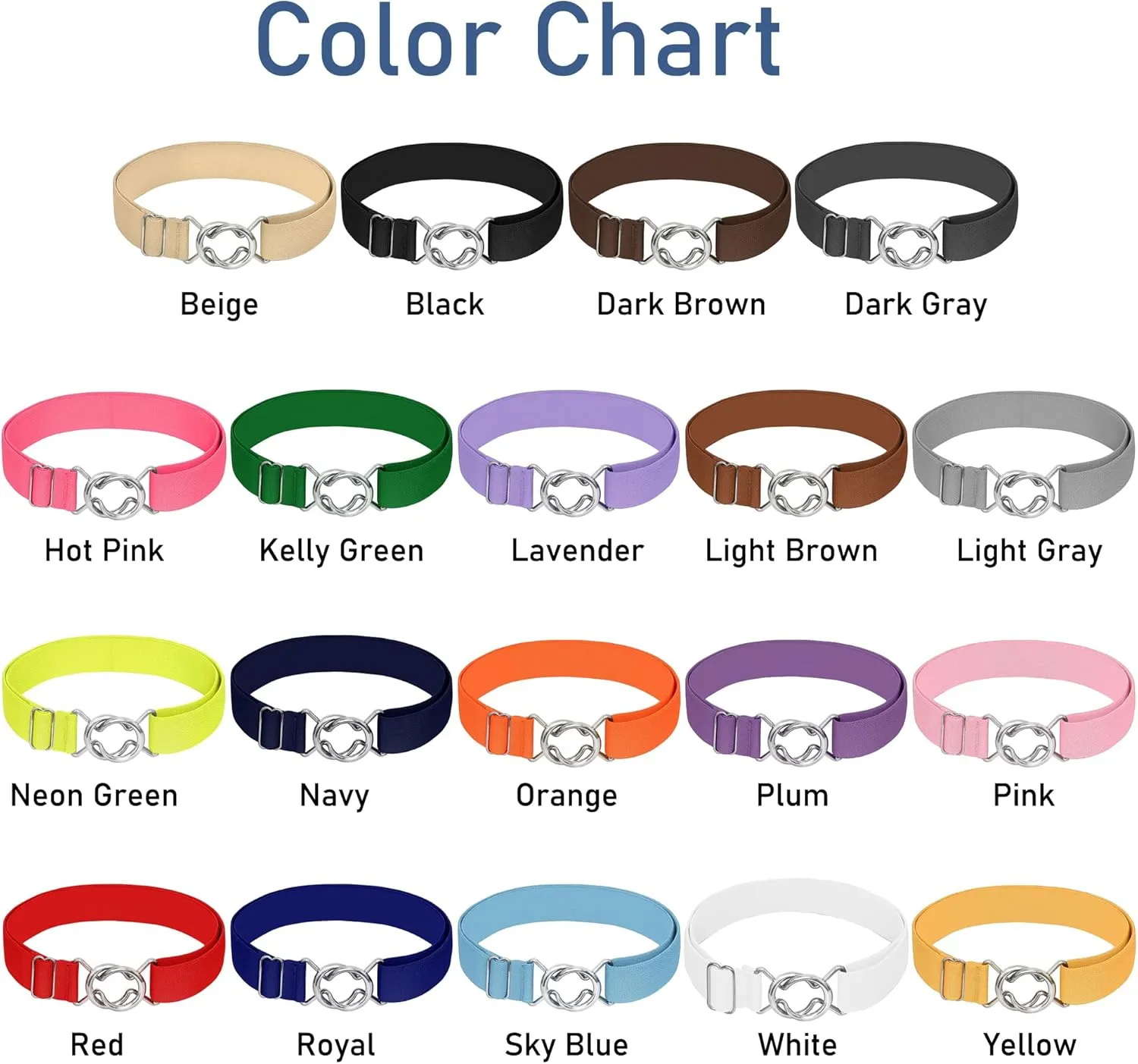 Falari Womens Stretch Belt Adjustable Web Belt Metal Buckle All Occasion Dress Belt