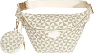 Fanny Pack Crossbody Bags for Women, Small Sling Bag, Vegan Leather Belt Chest Bum Bag, Checkered Designer Waist Pack Anti-Theft Travel Sport Camping Purse (knurling White)