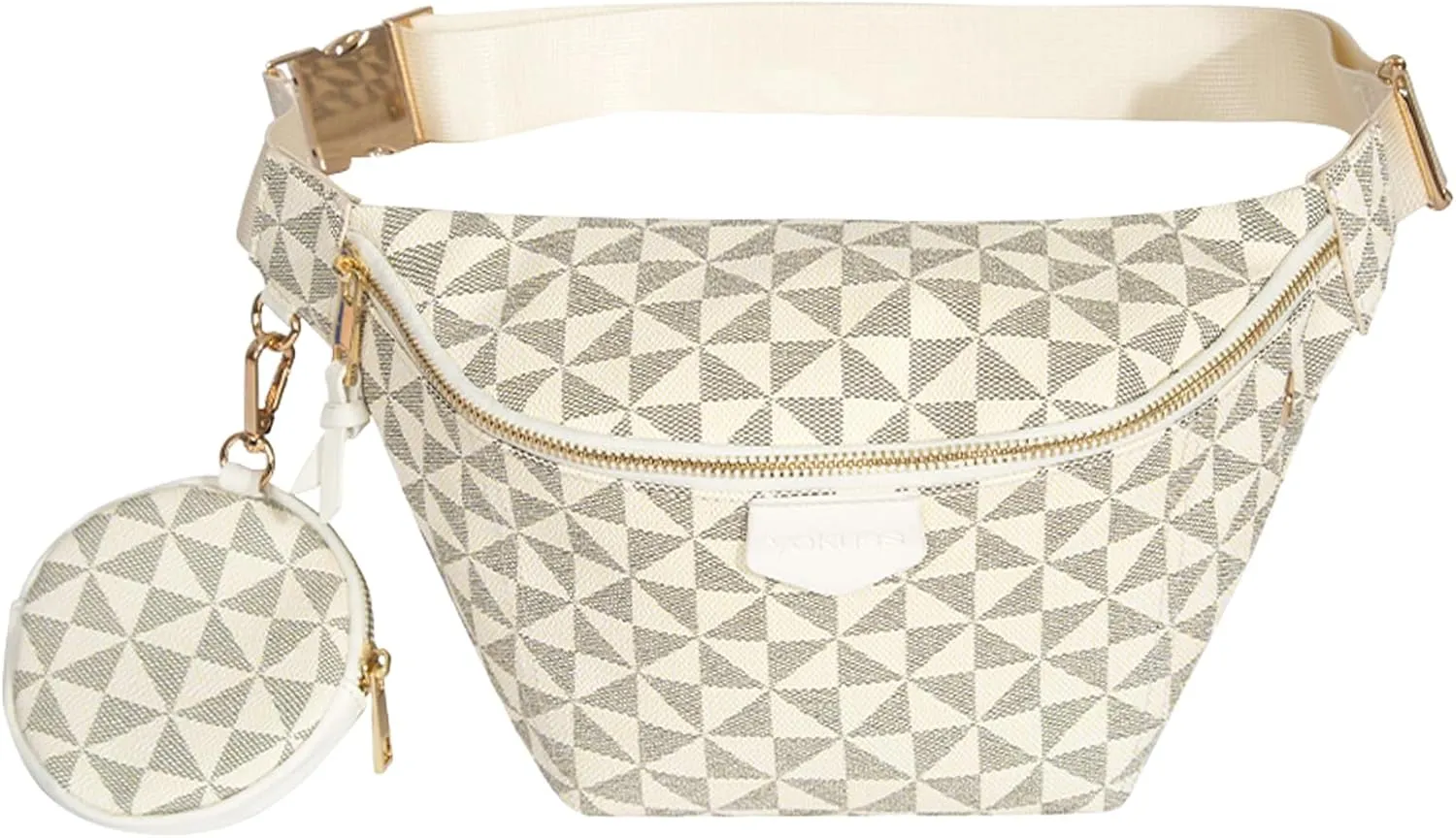 Fanny Pack Crossbody Bags for Women, Small Sling Bag, Vegan Leather Belt Chest Bum Bag, Checkered Designer Waist Pack Anti-Theft Travel Sport Camping Purse (knurling White)