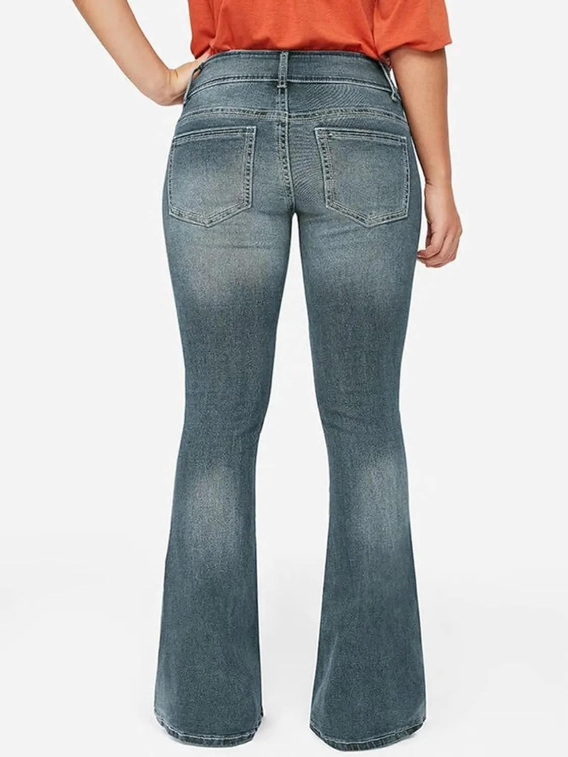 Flamingals Low Rise Ripped Bootcut Wide Leg Jeans for Women Stretchy Denim Pants