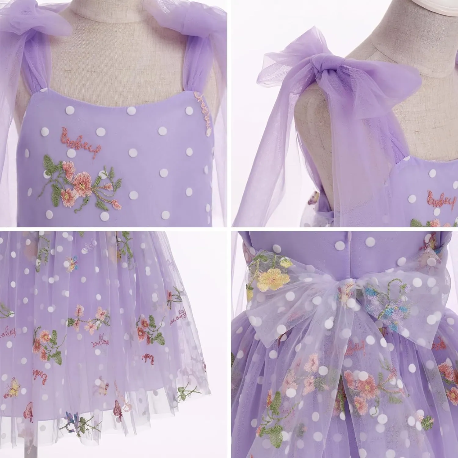 Flower Girl Floal Lace Tulle Dress Princess Backless Wedding Junior Bridesmaid Pageant Communion Dance Maxi Gown