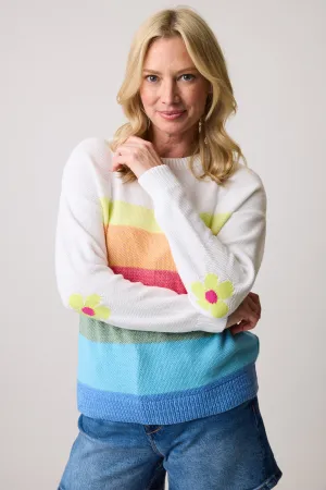 FLOWER POWER STRIPE SWEATER TOP