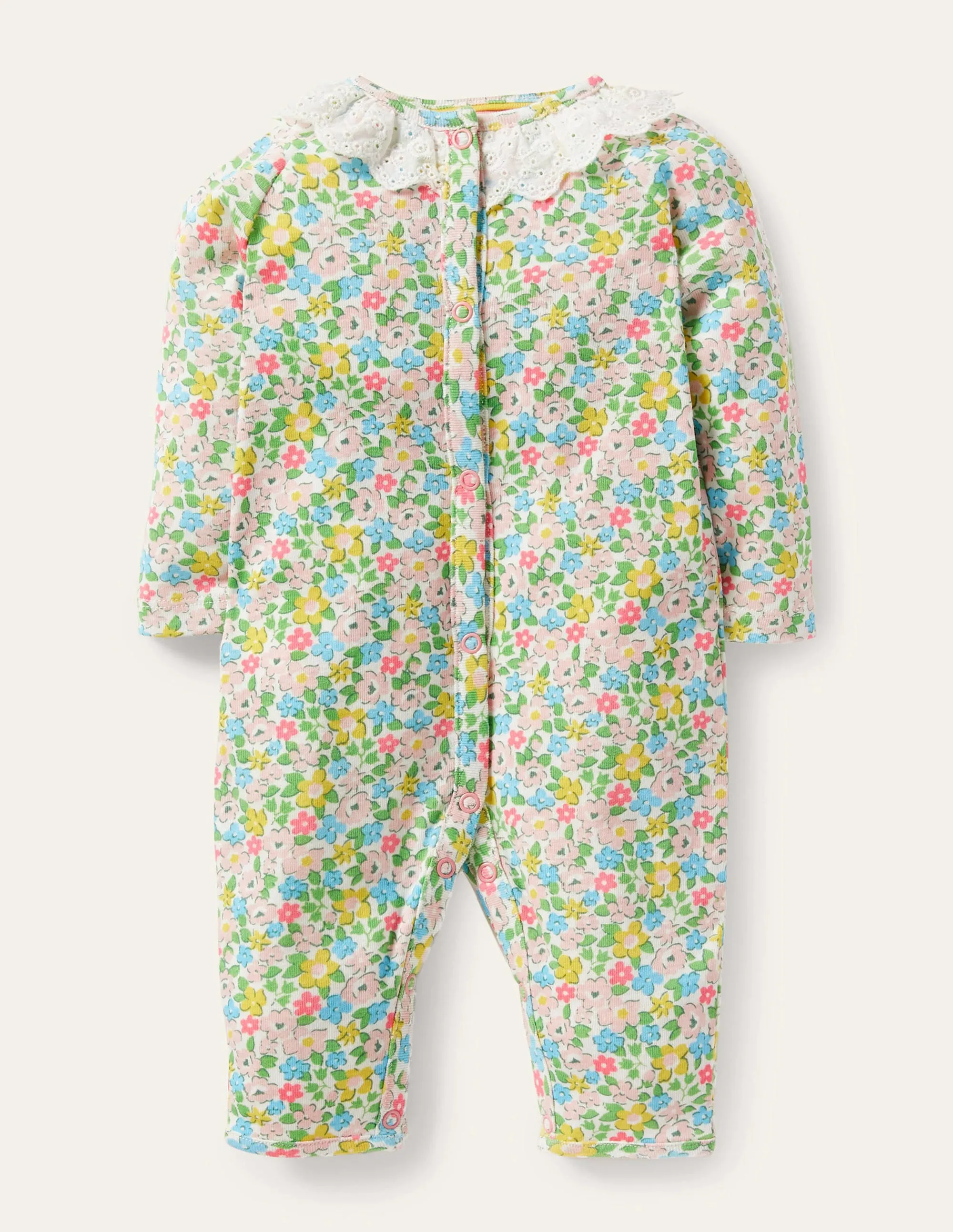 GOTS Organic Ruffle Romper-Aqua Spring Floral