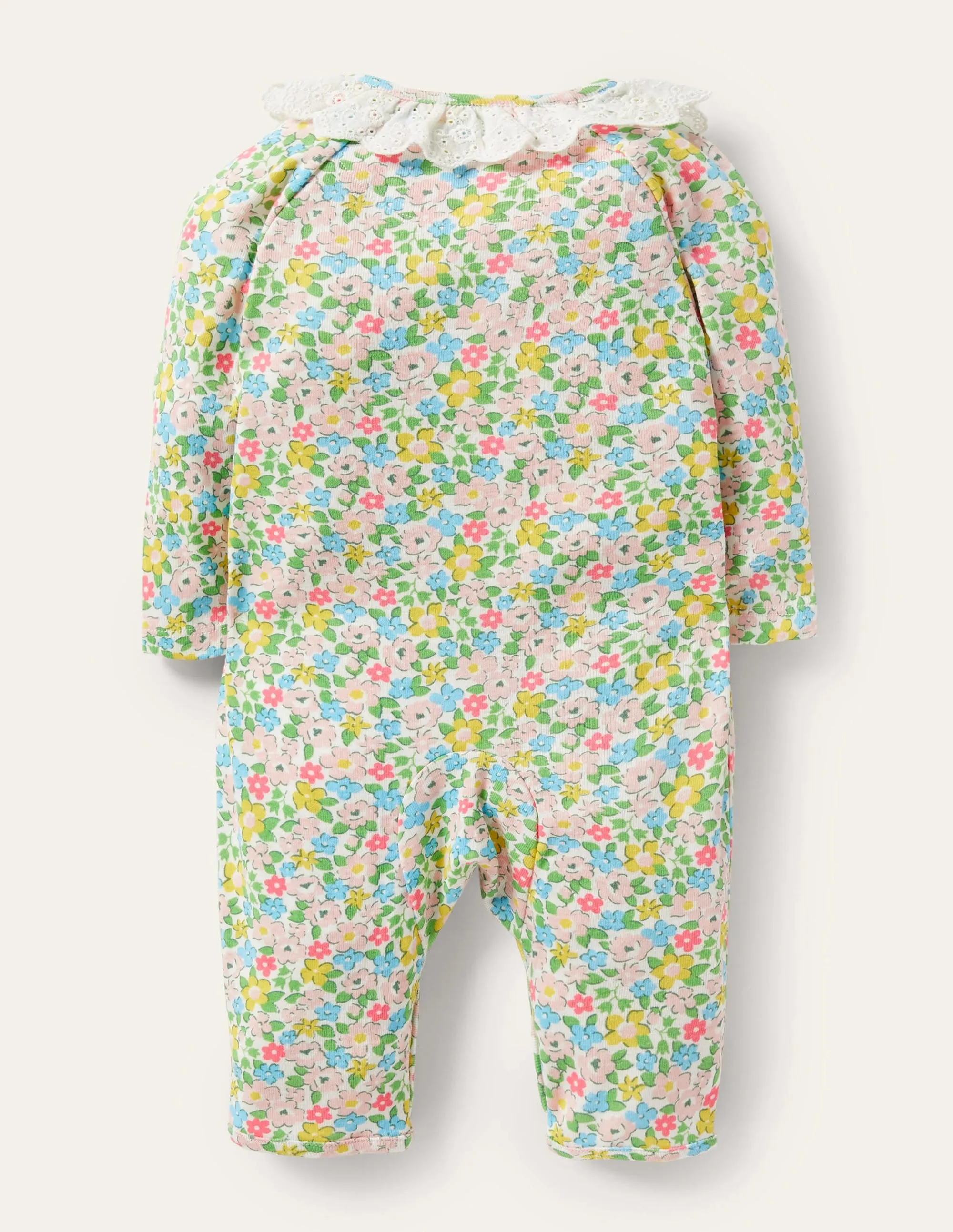 GOTS Organic Ruffle Romper-Aqua Spring Floral