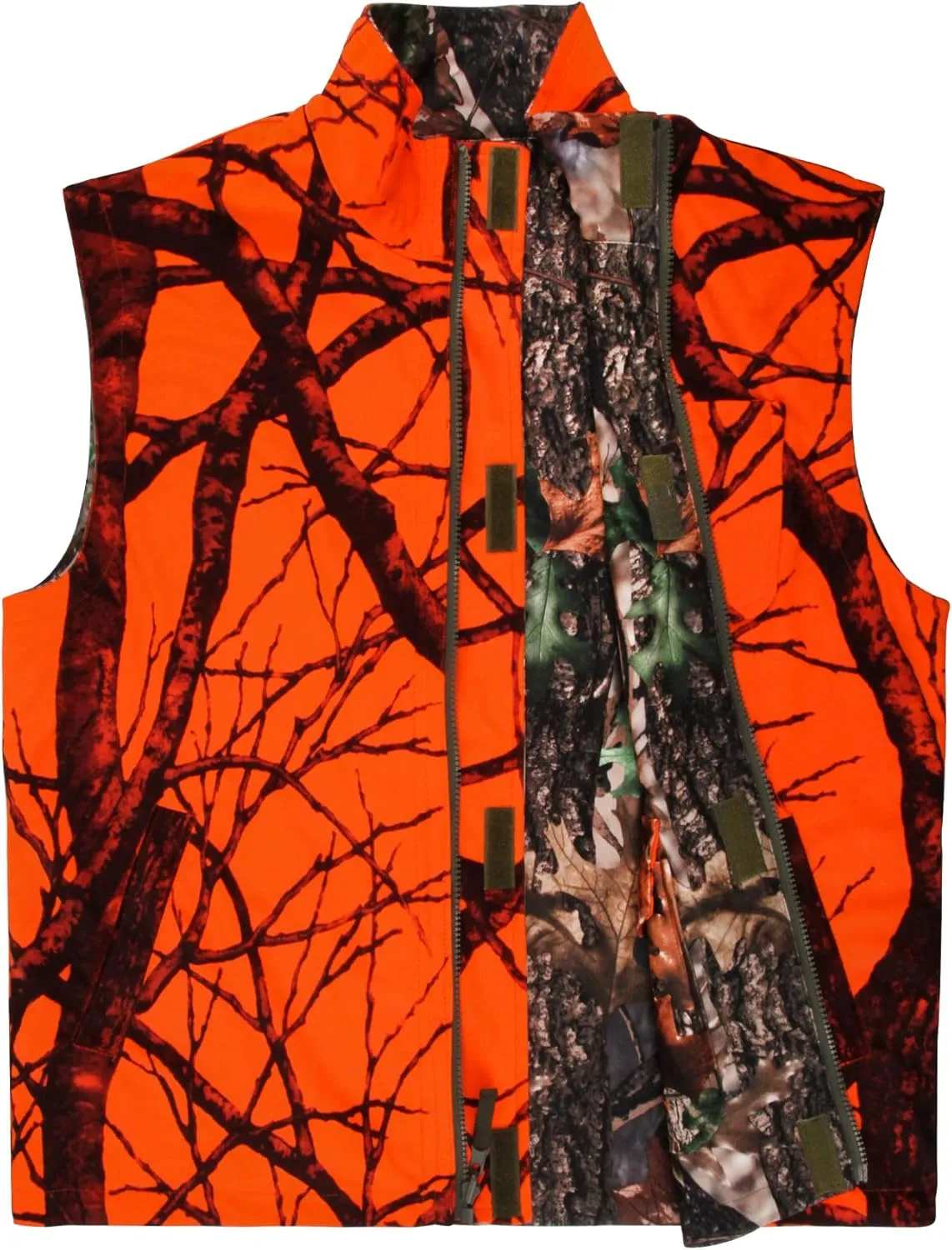 GUGULUZA Camo and Orange Hunting Reversible Vest, Game Vest Jacket for Hunting Camping (M-4XL)
